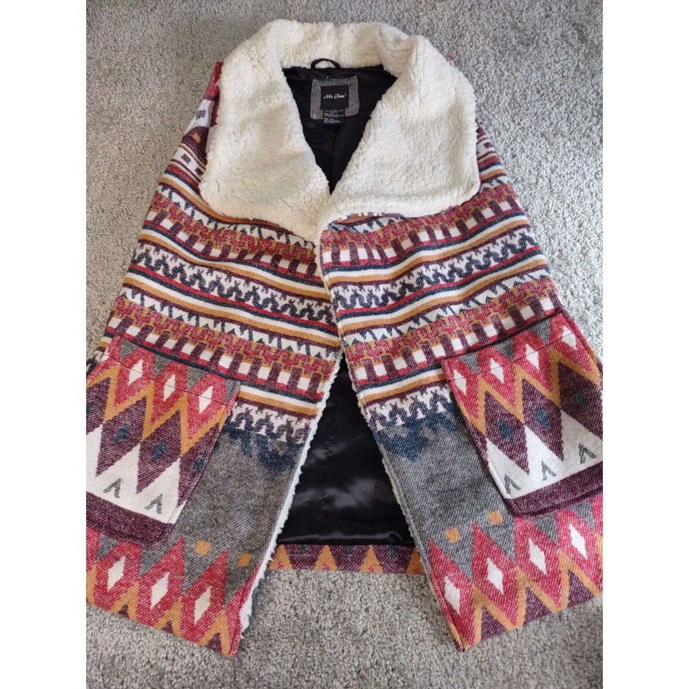 Me‎ Jane Women's Vest Wool Blend Sz XL Shawl Collar Aztec Southwestern Cardigan